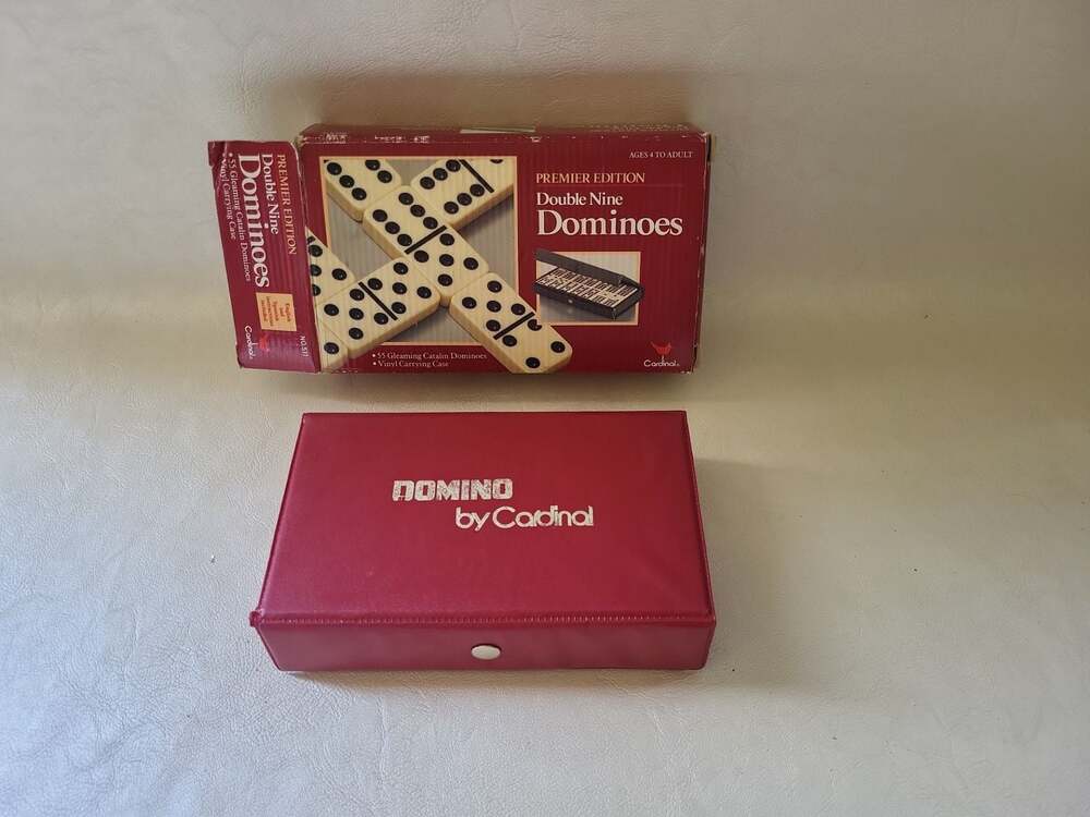 Vintage 1993 Cardinal Premier Edition Double Nine Dominoes 55 Catalin Tiles in V